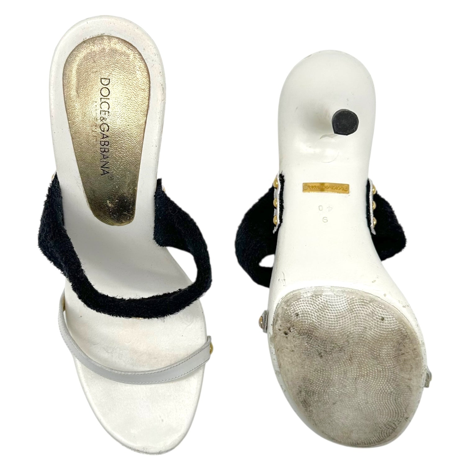 Dolce & Gabbana White & Black Heeled Sandals - Outfit Repeater