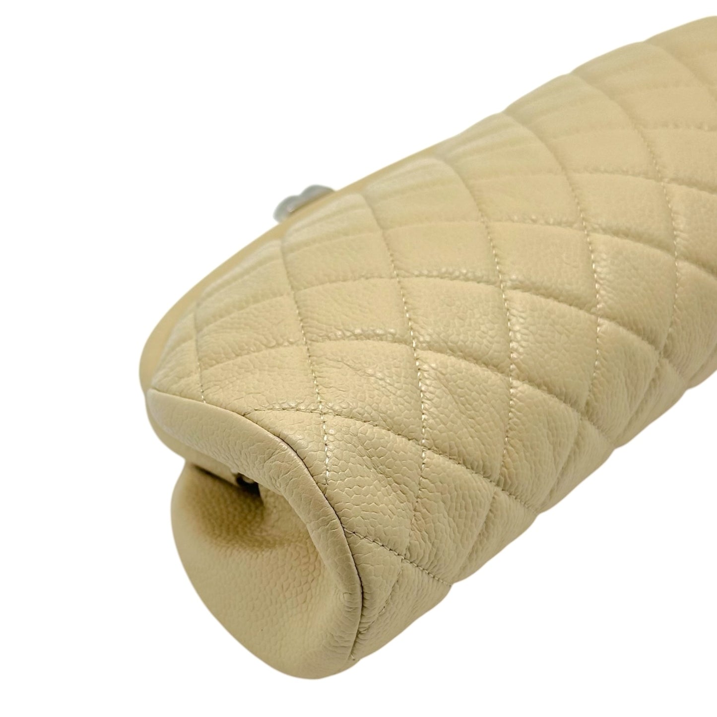 Chanel Light Beige Caviar Leather Crescent Clutch Bag