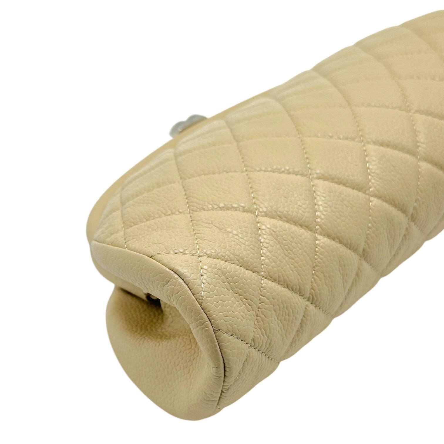 Chanel Light Beige Caviar Leather Crescent Clutch Bag
