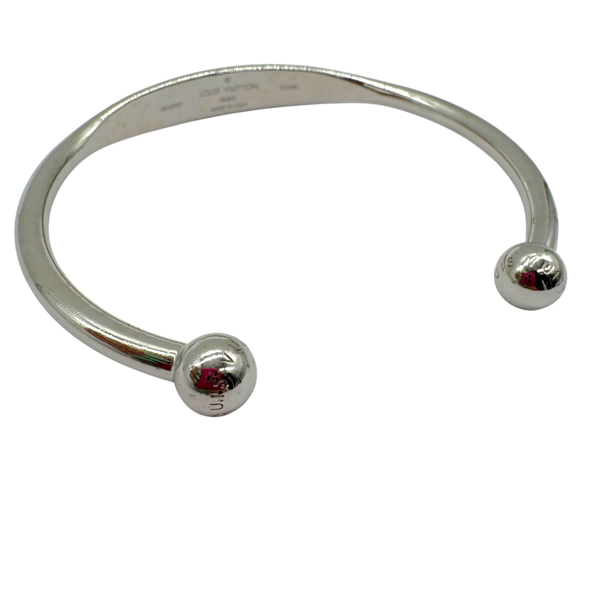 Louis Vuitton Silver Monogram Cuff Bangle Bracelet