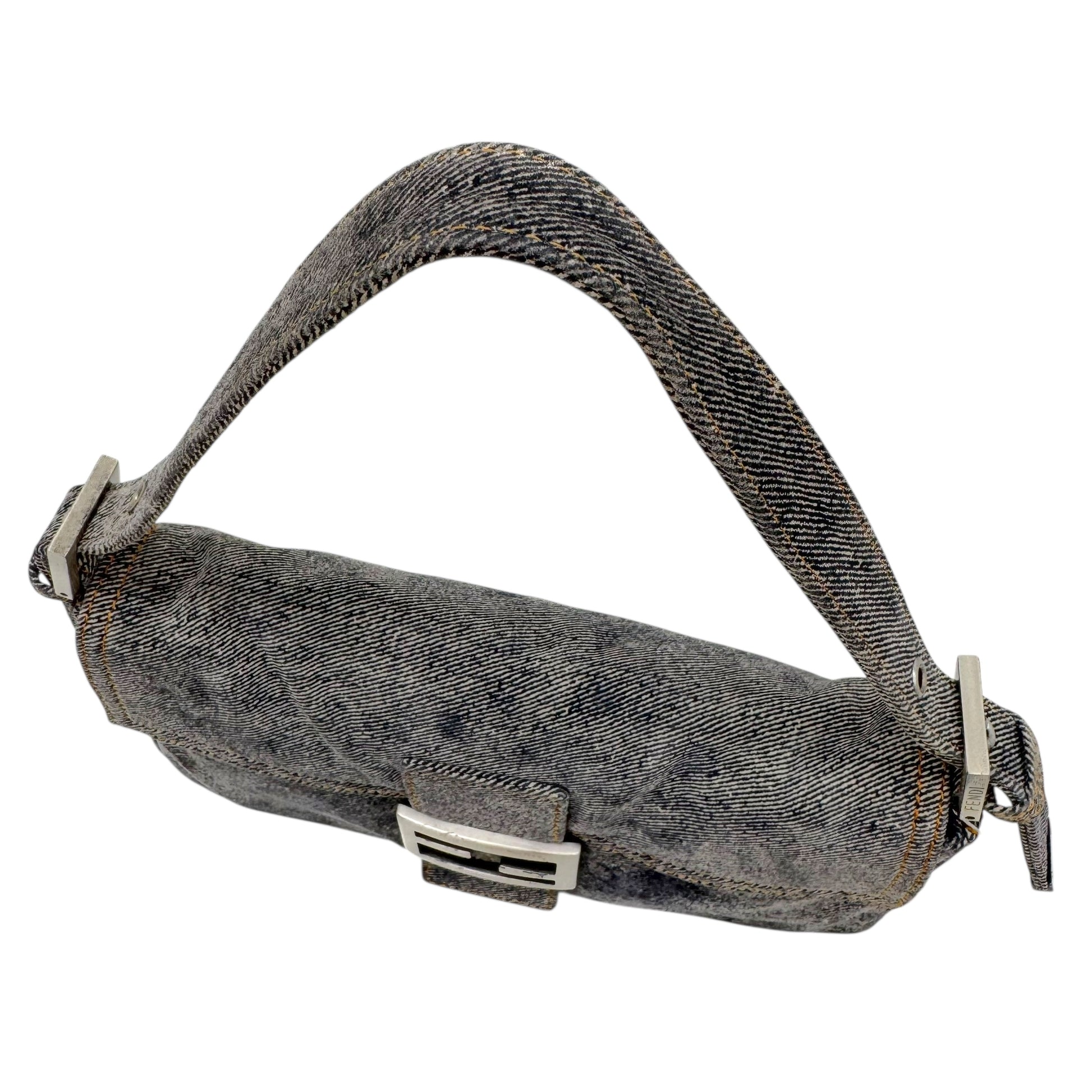 Fendi Blue 'Denim' Suede Baguette Bag - Outfit Repeater