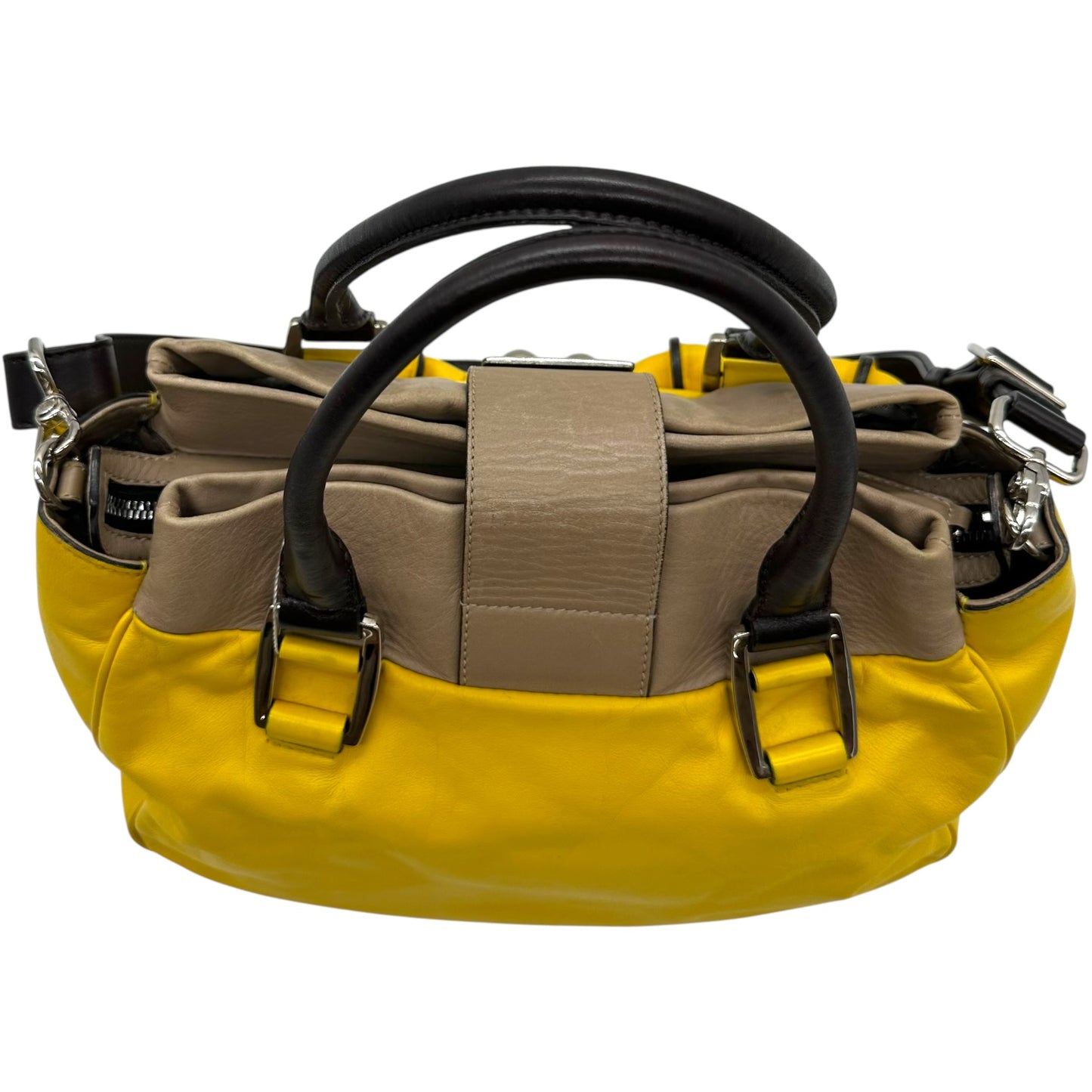 Celine Yellow Leather 2-Way Bag with Silver Hardware