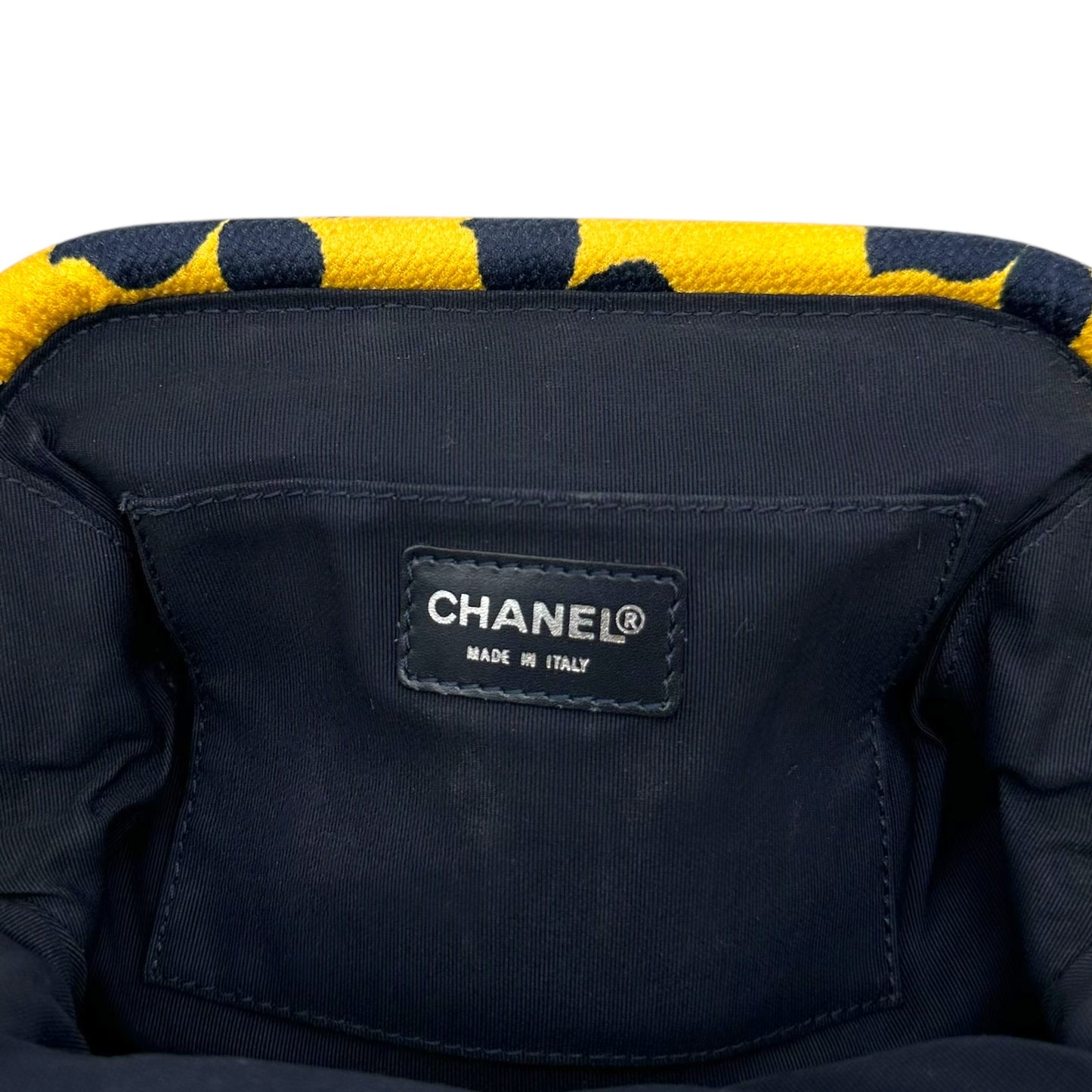 Chanel Yellow & Navy Clover Print Kisslock Bag