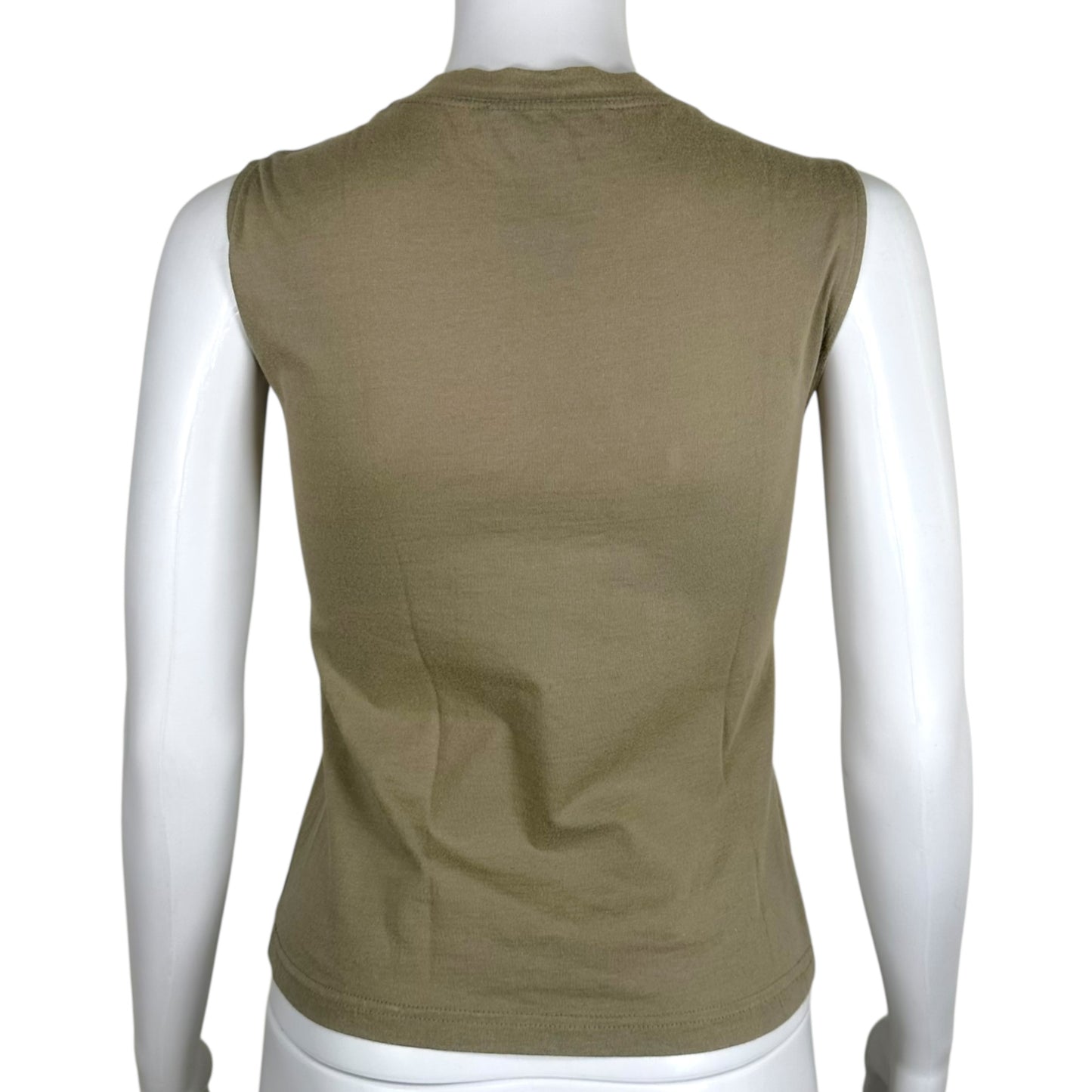 Christian Dior Khaki Green Denim Logo Tank Top