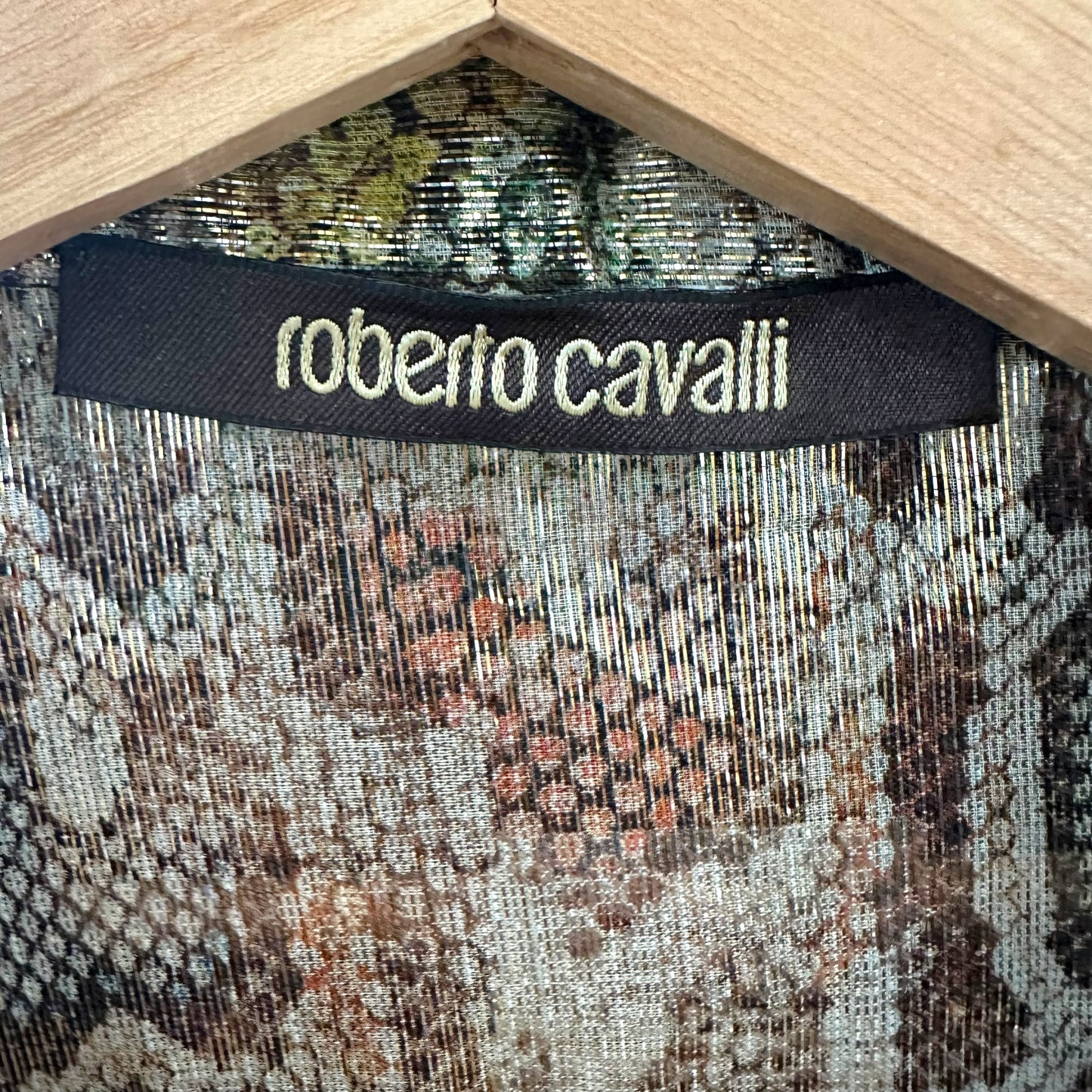 Roberto Cavalli Metallic Multicolor Snakeskin Print Blouse