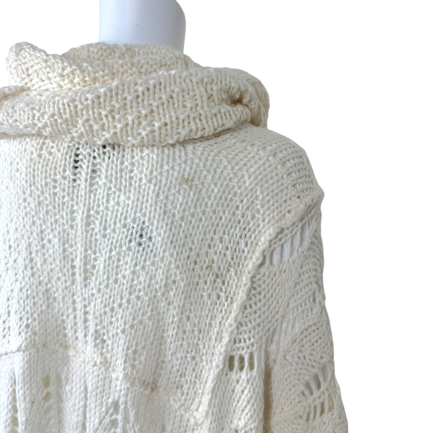 Just Cavalli Roberto Cavalli Ivory Fringe Knit Poncho