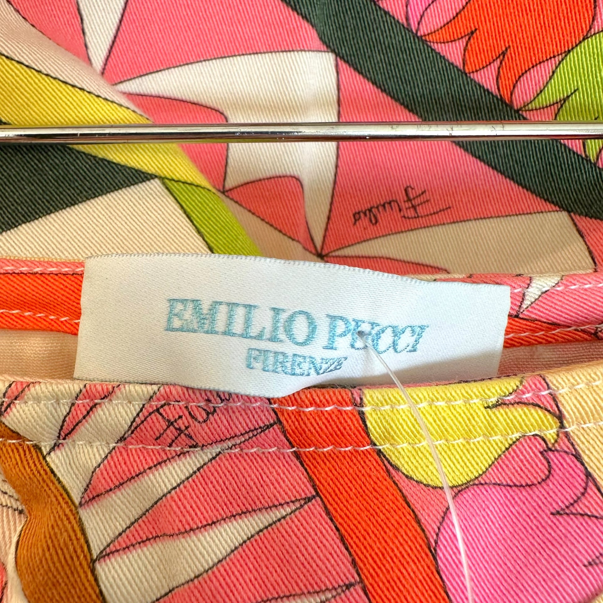 Emilio Pucci Midi Wrap Skirt Pink Green Multi Print