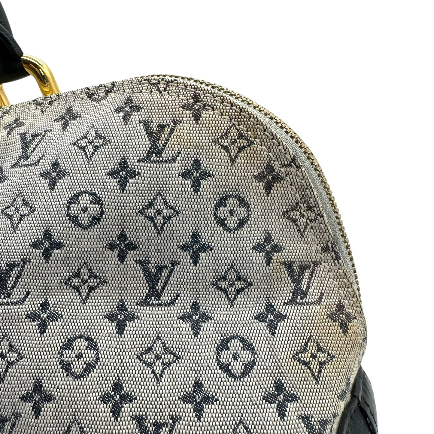 Louis Vuitton Navy Blue Lin Monogram East West Alma Bag - Outfit Repeater