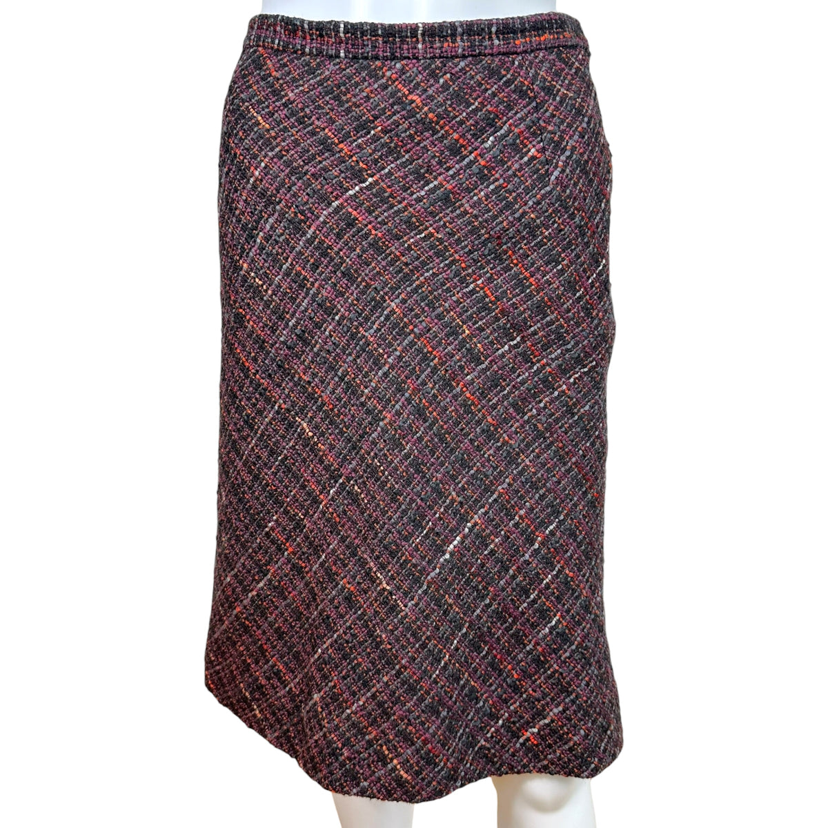 Dolce & Gabbana Purple Multicolor Tweed Midi Skirt
