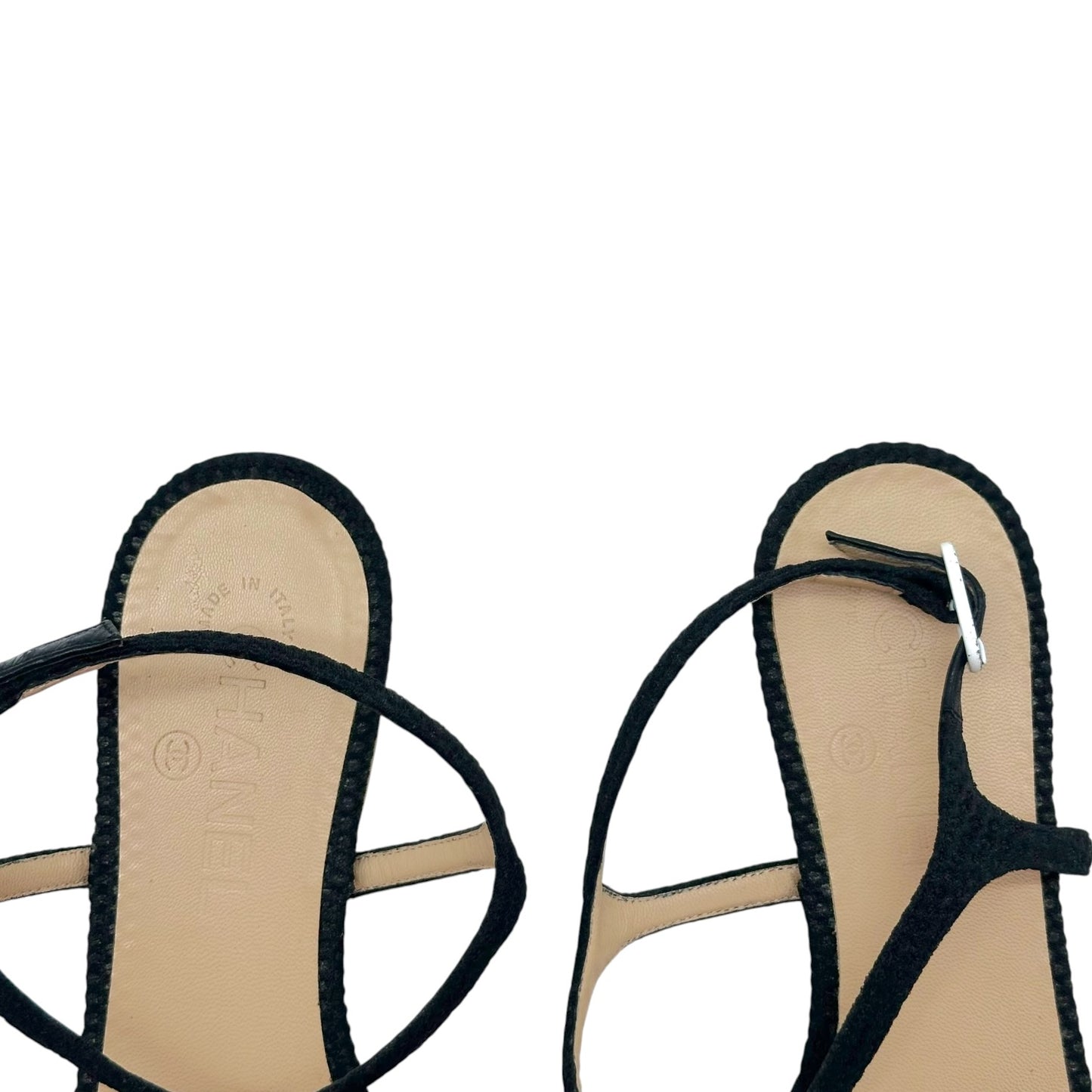 Chanel Black & White CC Logo Flat Thong Sandals