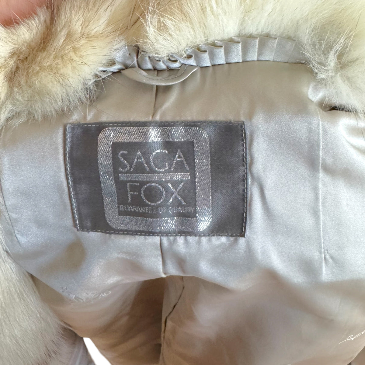 Saga Fox Ivory Fur Coat Blue Fox 1990s Vintage