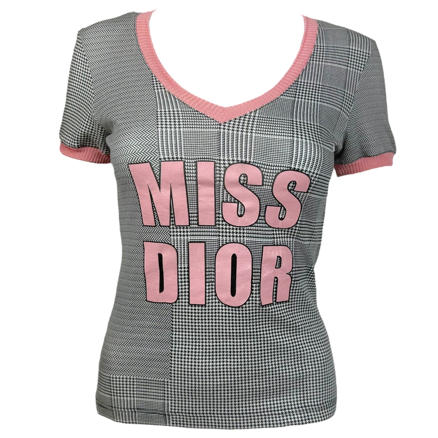 Christian Dior S/S 2005 Miss Dior Houndstooth Graphic T-Shirt