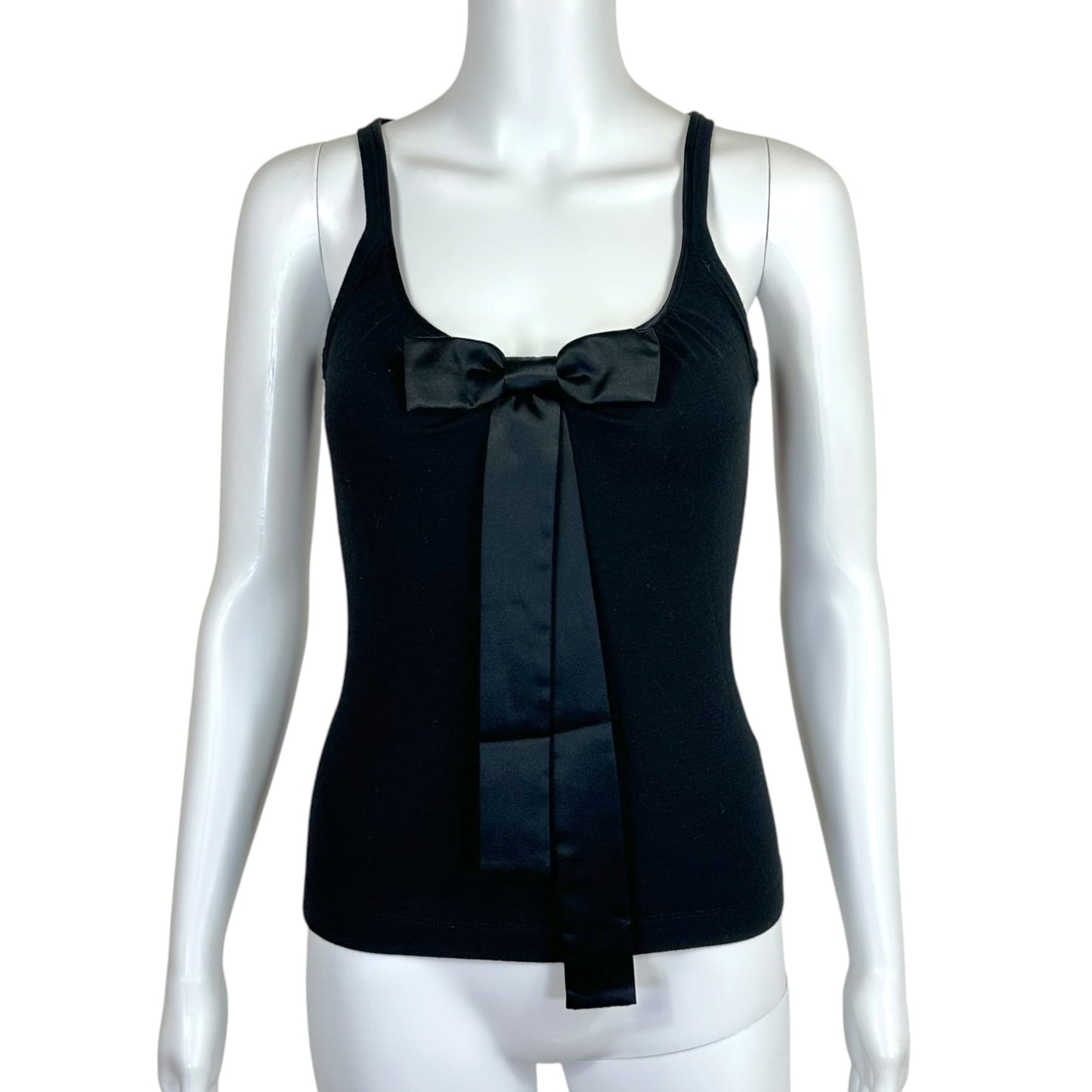 Dolce & Gabbana Black Oversized Bow Knit Tank Top