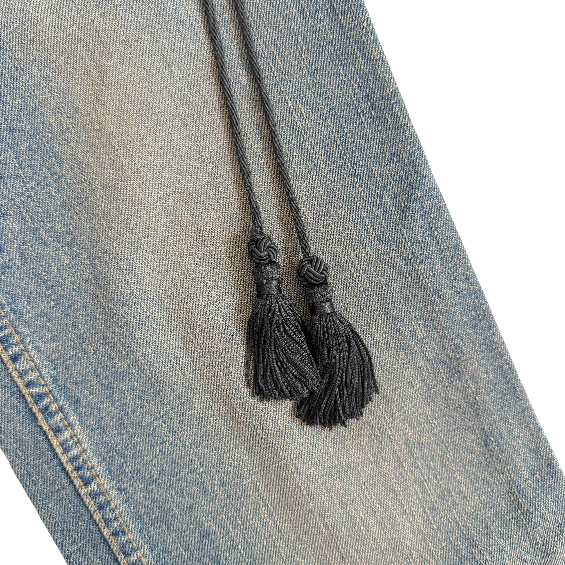 Dolce & Gabbana Dark Blue-Gray Jeans with Tassel Detail