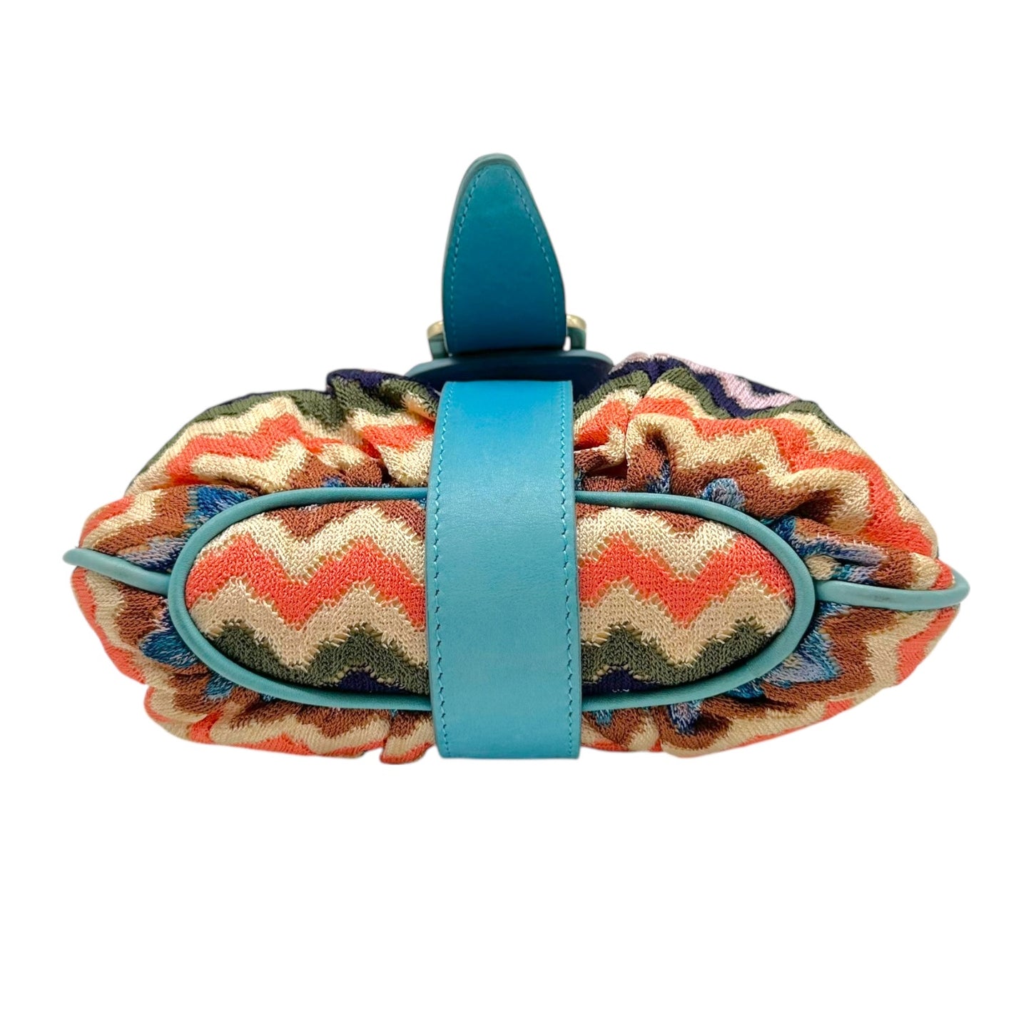 Missoni Blue Leather & Multicolor Chevron Mini Handbag