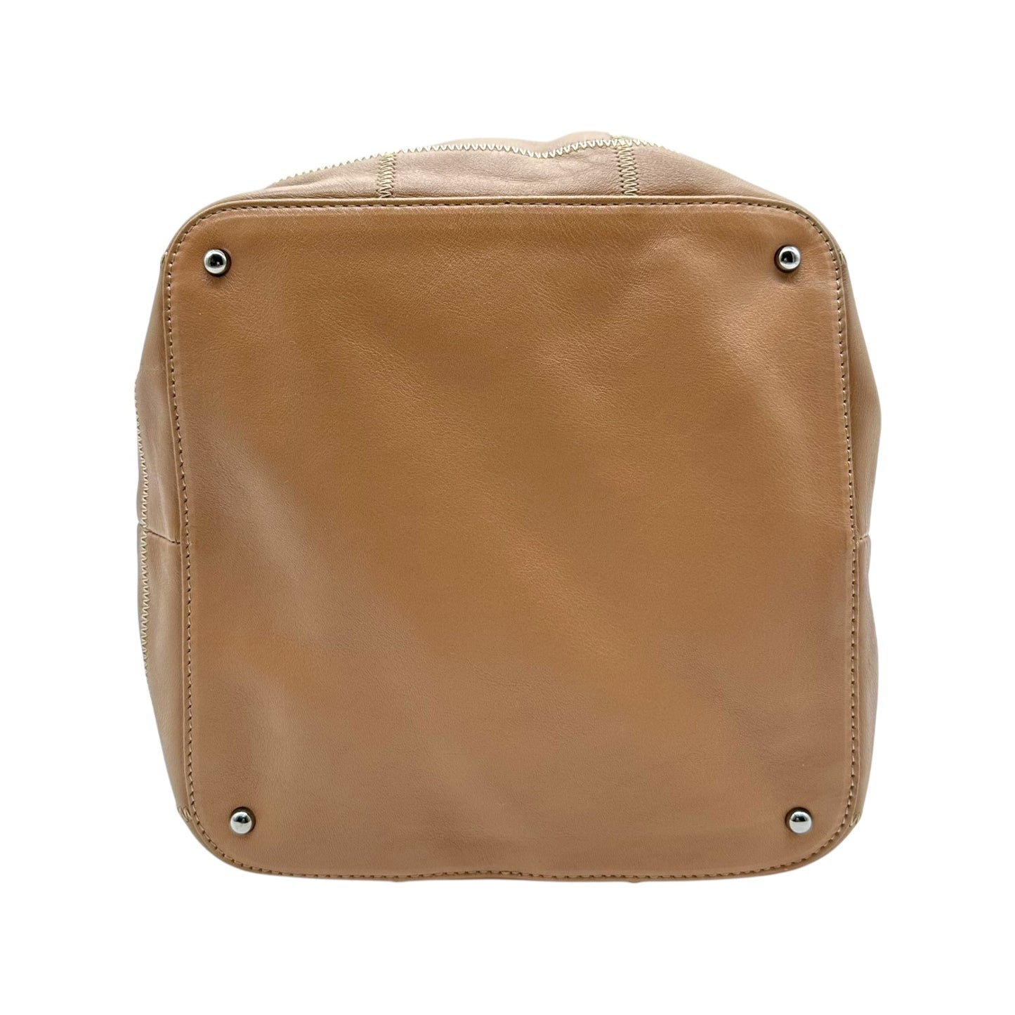 Chanel Tan Leather Chocolate Bar Quilted Bucket Bag
