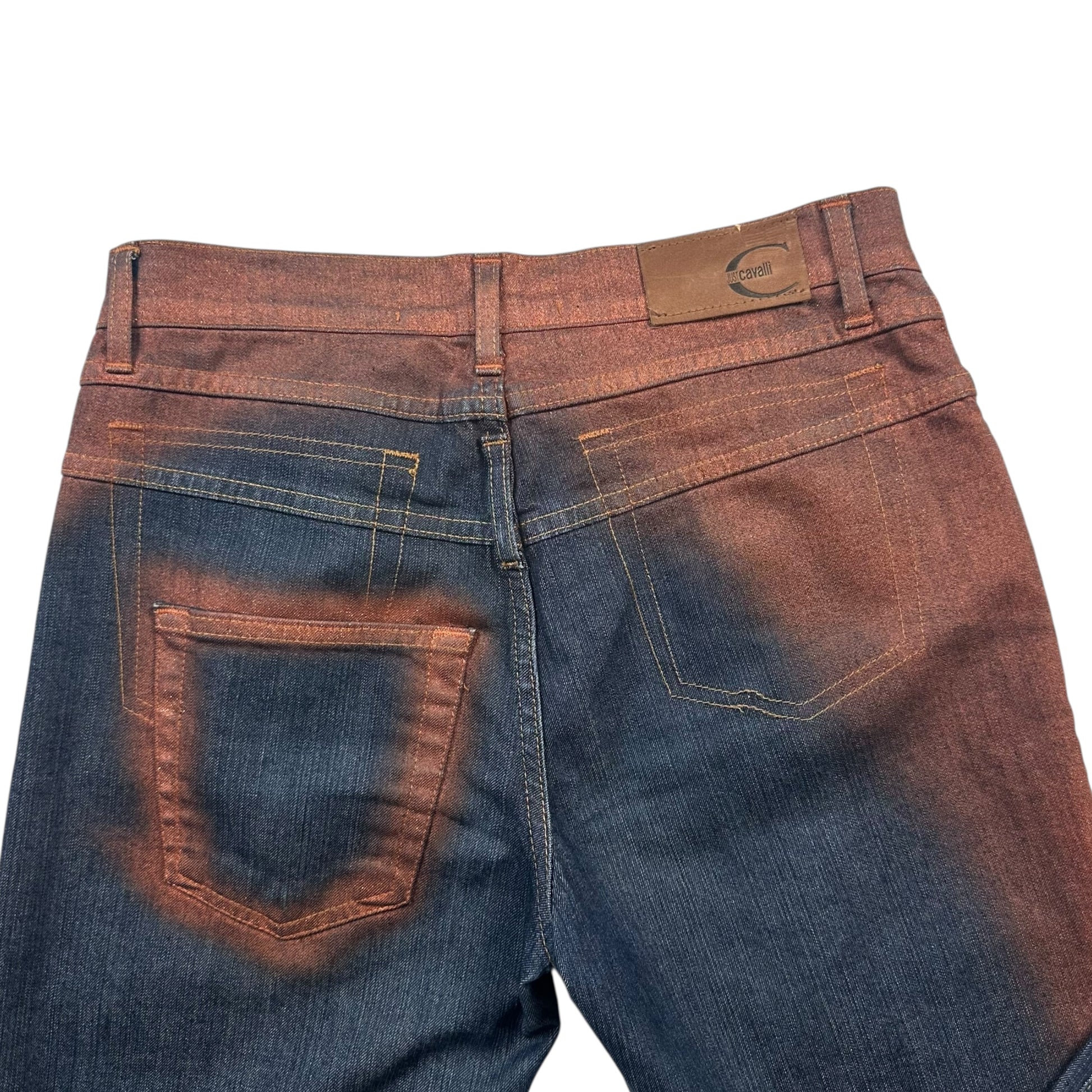 Just Cavalli Roberto Cavalli Bronze Off Center Zip Jeans - Outfit Repeater