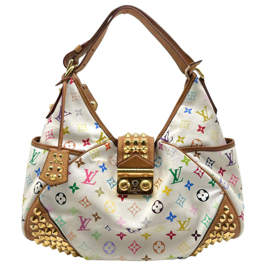 Louis Vuitton White Murakami Multicolor Studded Chrissie MM Hobo Bag