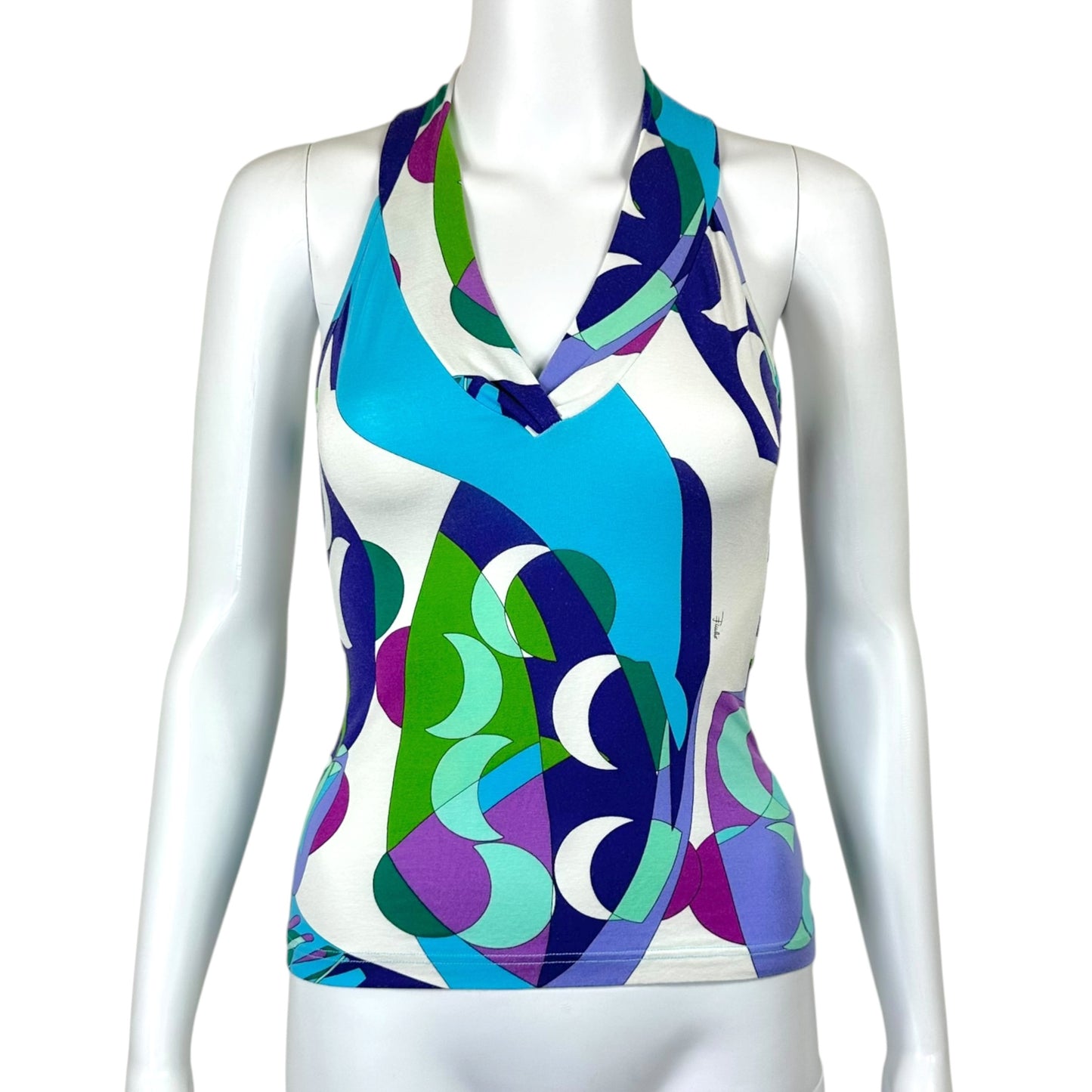 Emilio Pucci Blue & Purple Printed Racerback Tank