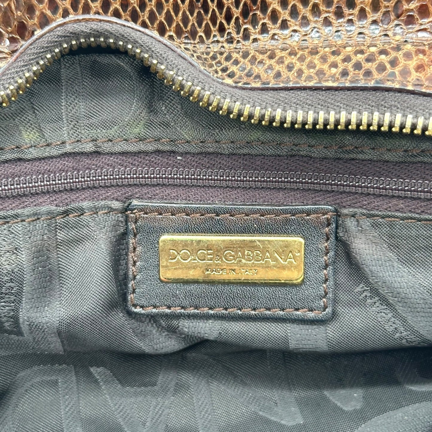 Dolce & Gabbana Brown Eel Skin & Snakeskin East-West Bag