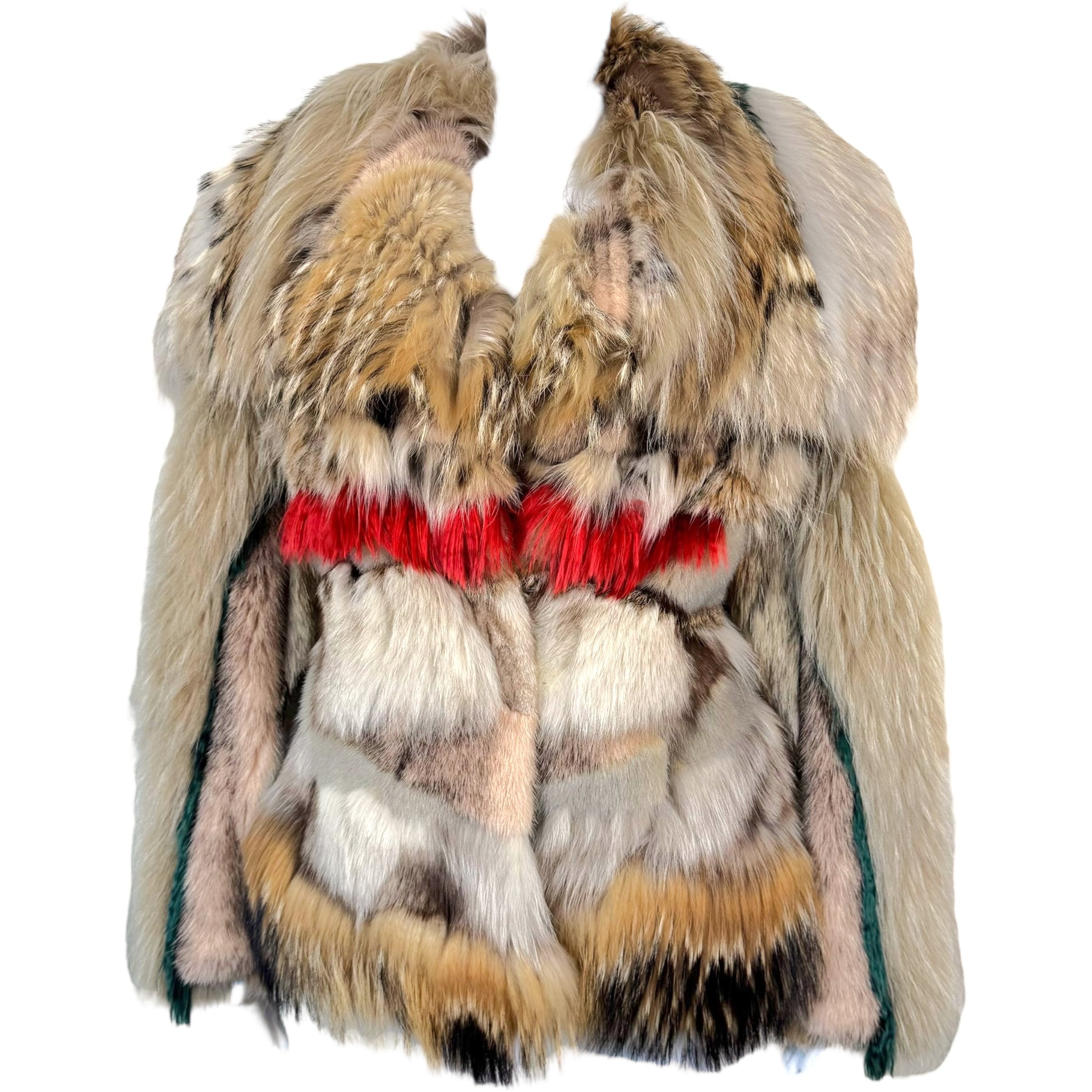 Roberto Cavalli Fur Coat Multicolor Patchwork Lynx Mink