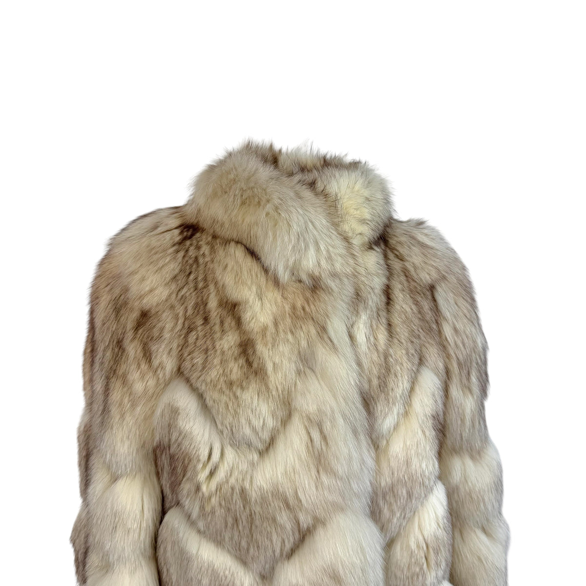 Rambulton Ivory Fox Fur Coat Scalloped Hem 1990s Vintage