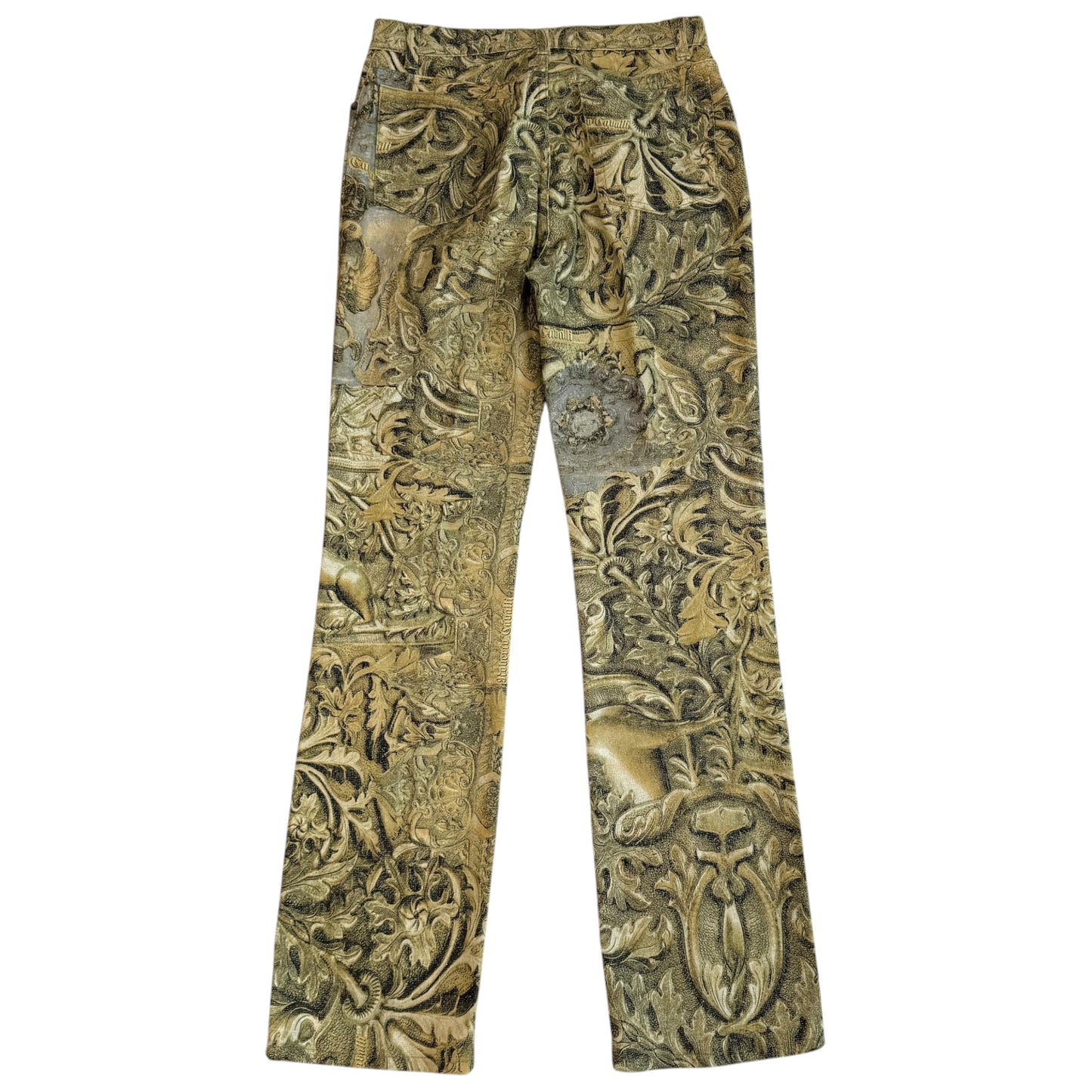 Roberto Cavalli Gold Damask Print Jeans Medium