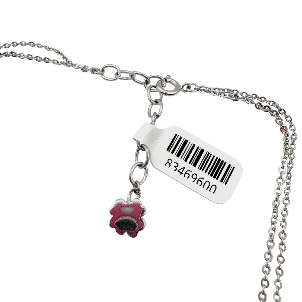 Christian Dior Silver Crystal Logo Charm Double Strand Necklace