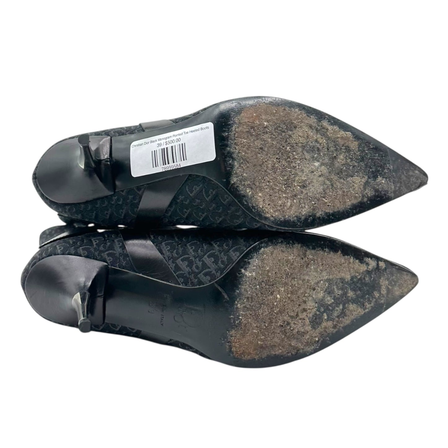 Christian Dior Black Monogram Pointed Toe Heeled Boots