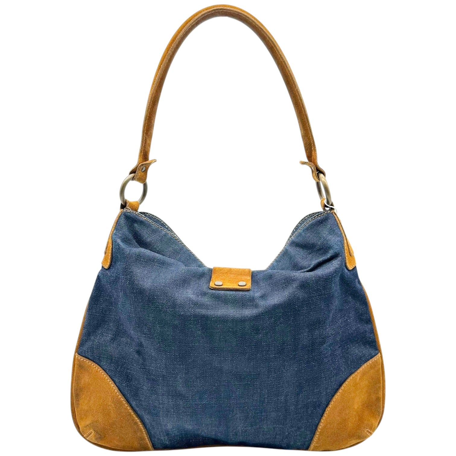 Dolce & Gabbana Denim Tan Suede Shoulder Bag