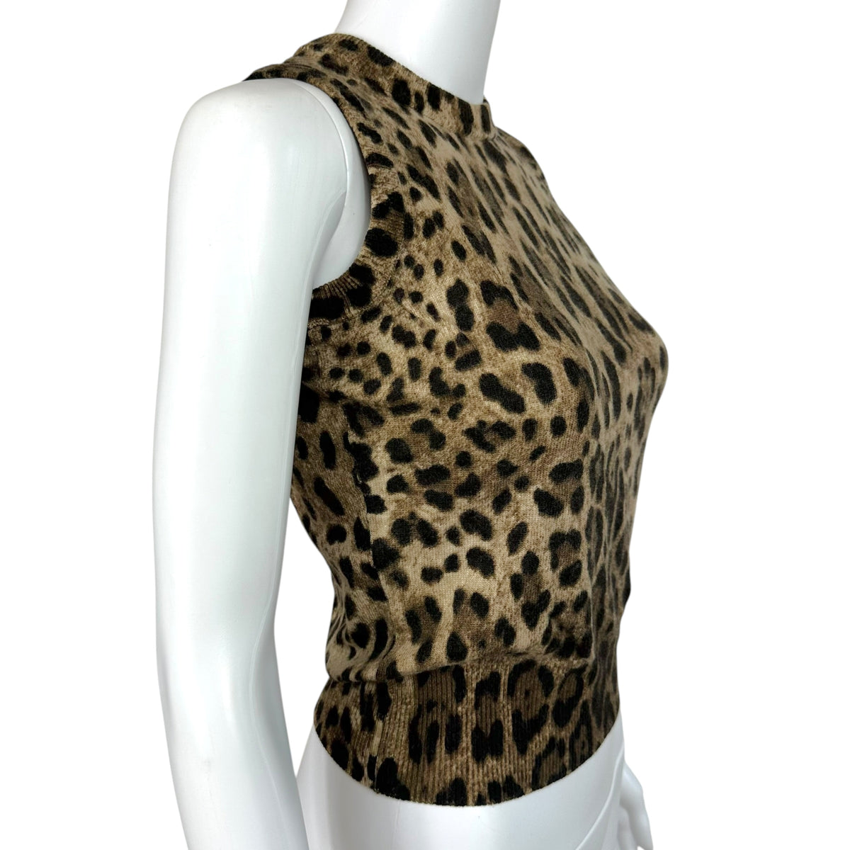 Dolce & Gabbana Leopard Print Wool & Cashmere Knit Sleeveless Top
