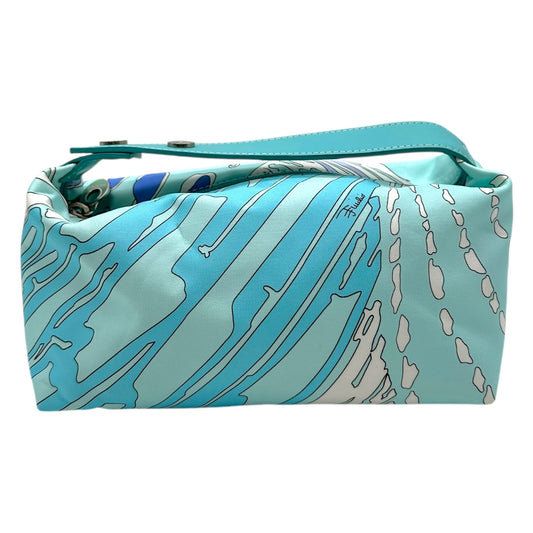 Emilio Pucci Blue Printed Silk Mini Pochette Bag