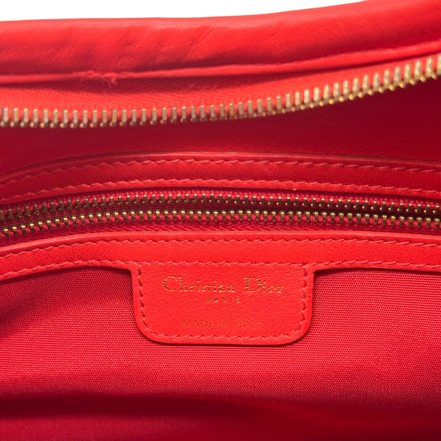 Christian Dior Bright Orange Leather Hobo Bag