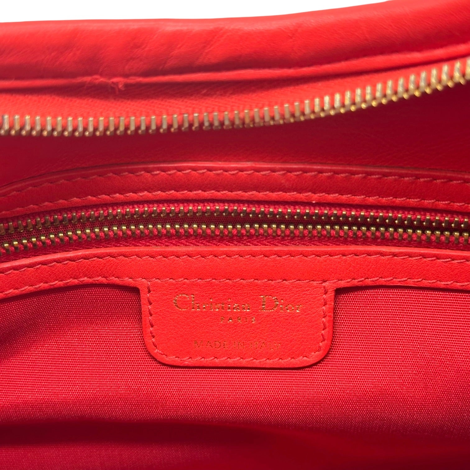 Christian Dior Bright Orange Leather Hobo Bag