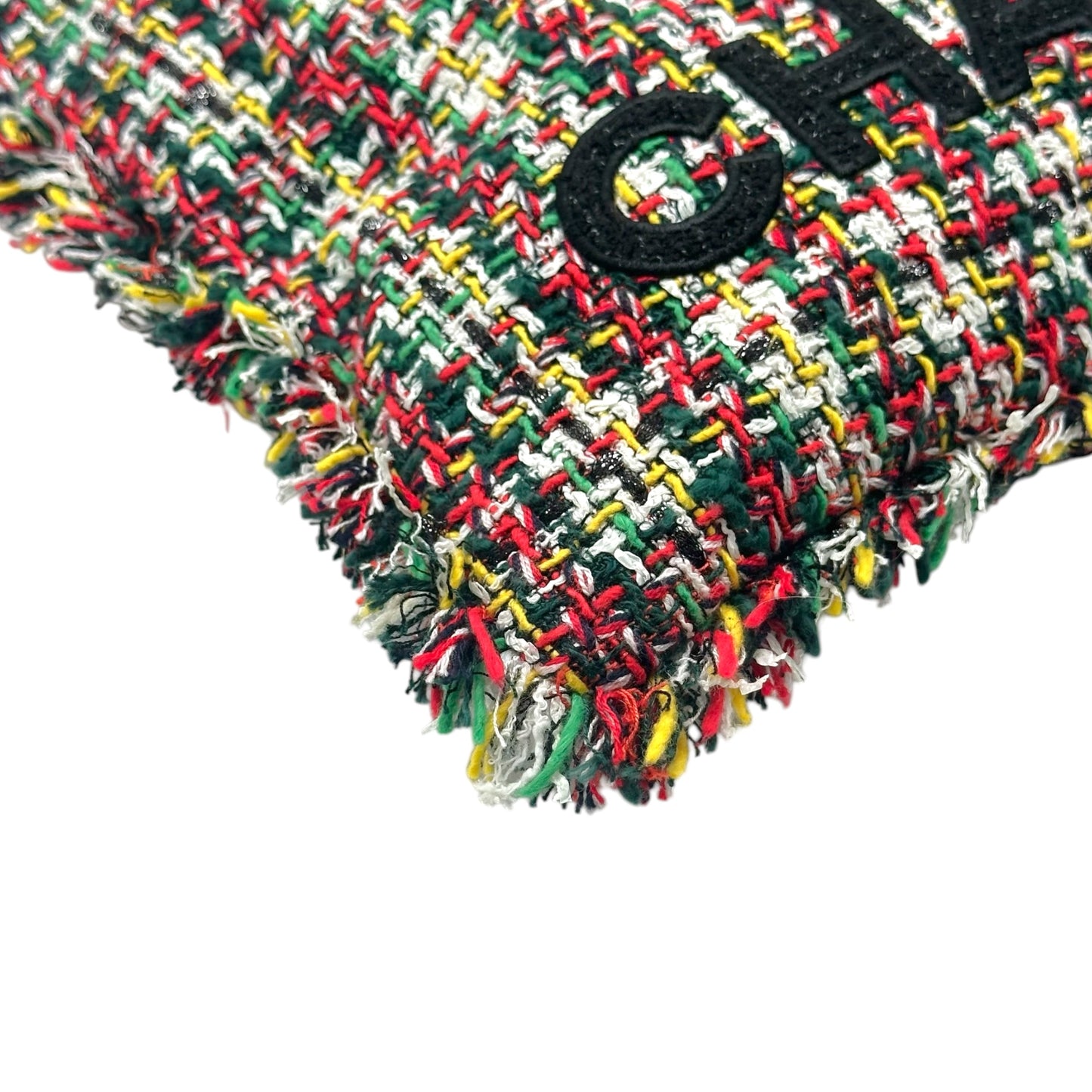 Chanel Tweed Tote Bag Red Yellow Green No.5 Logo