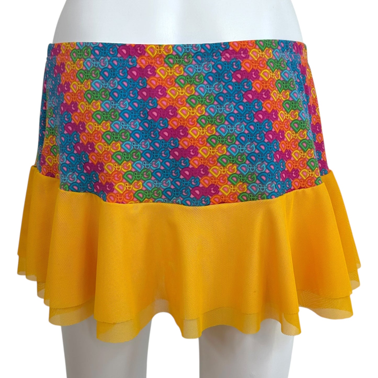 D&G Dolce & Gabbana Beachwear Rainbow Logo Mini Skirt