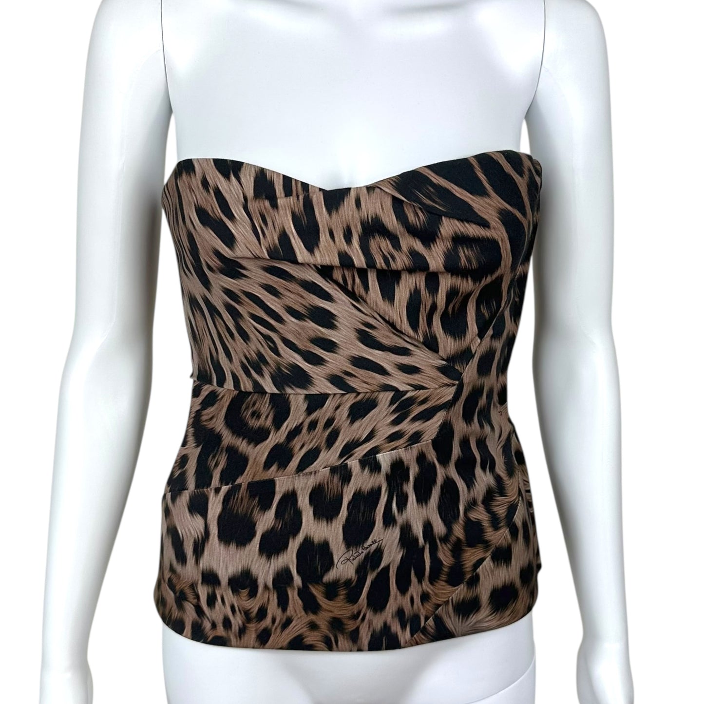 Roberto Cavalli Leopard Print Strapless Corset / Bustier