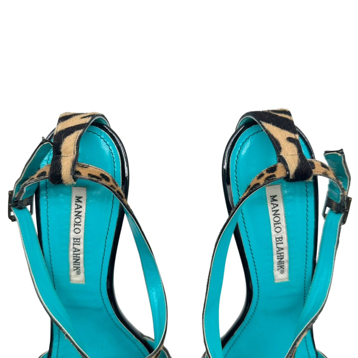 Manolo Blahnik Strappy Heels Animal Print Ponyhair Size 42