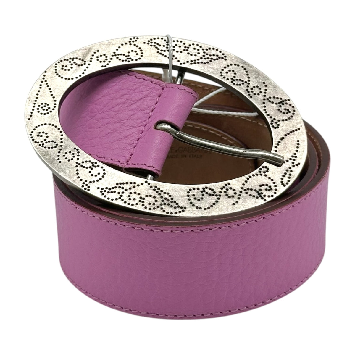 Dolce & Gabbana Light Purple Engraved XL Buckle Belt