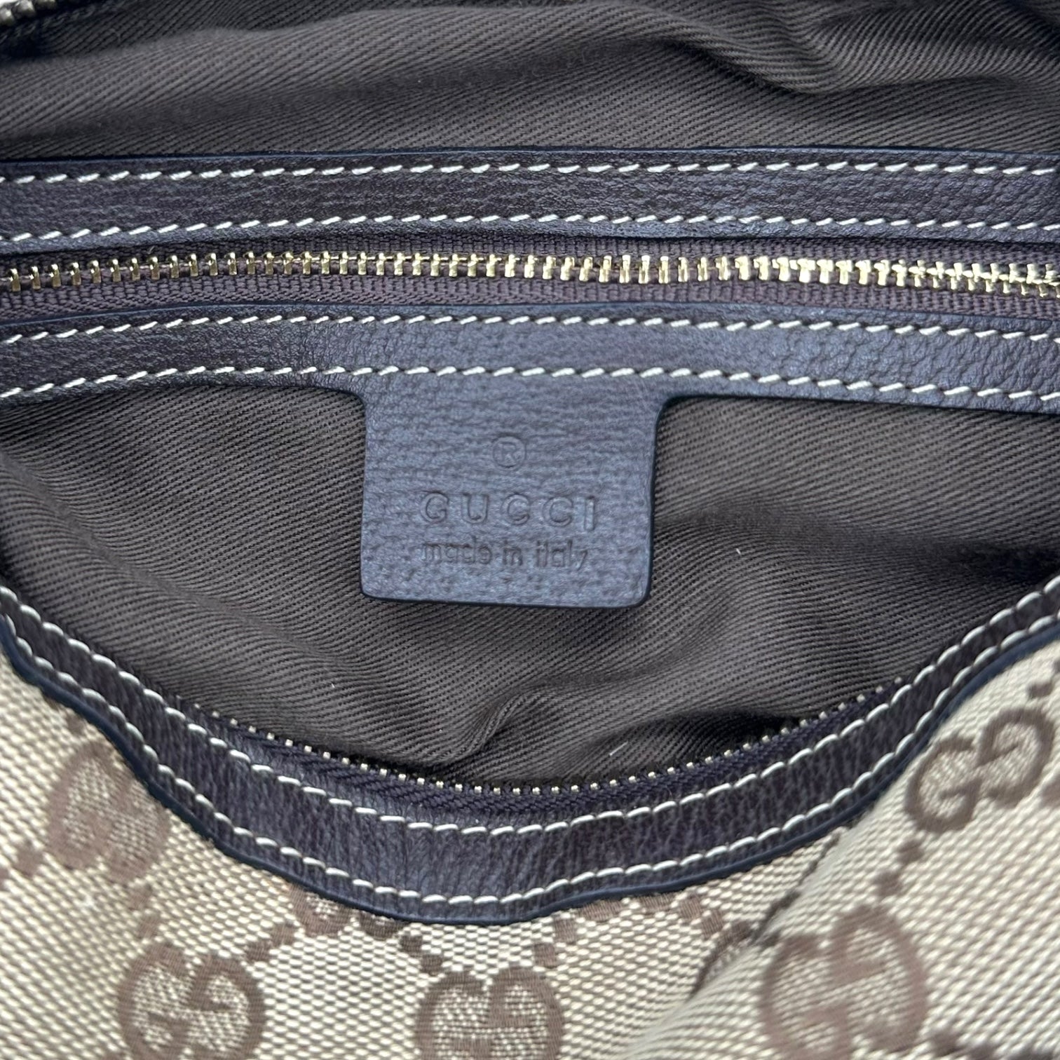 Gucci Tan Monogram Canvas Crescent Shoulder Bag - Outfit Repeater