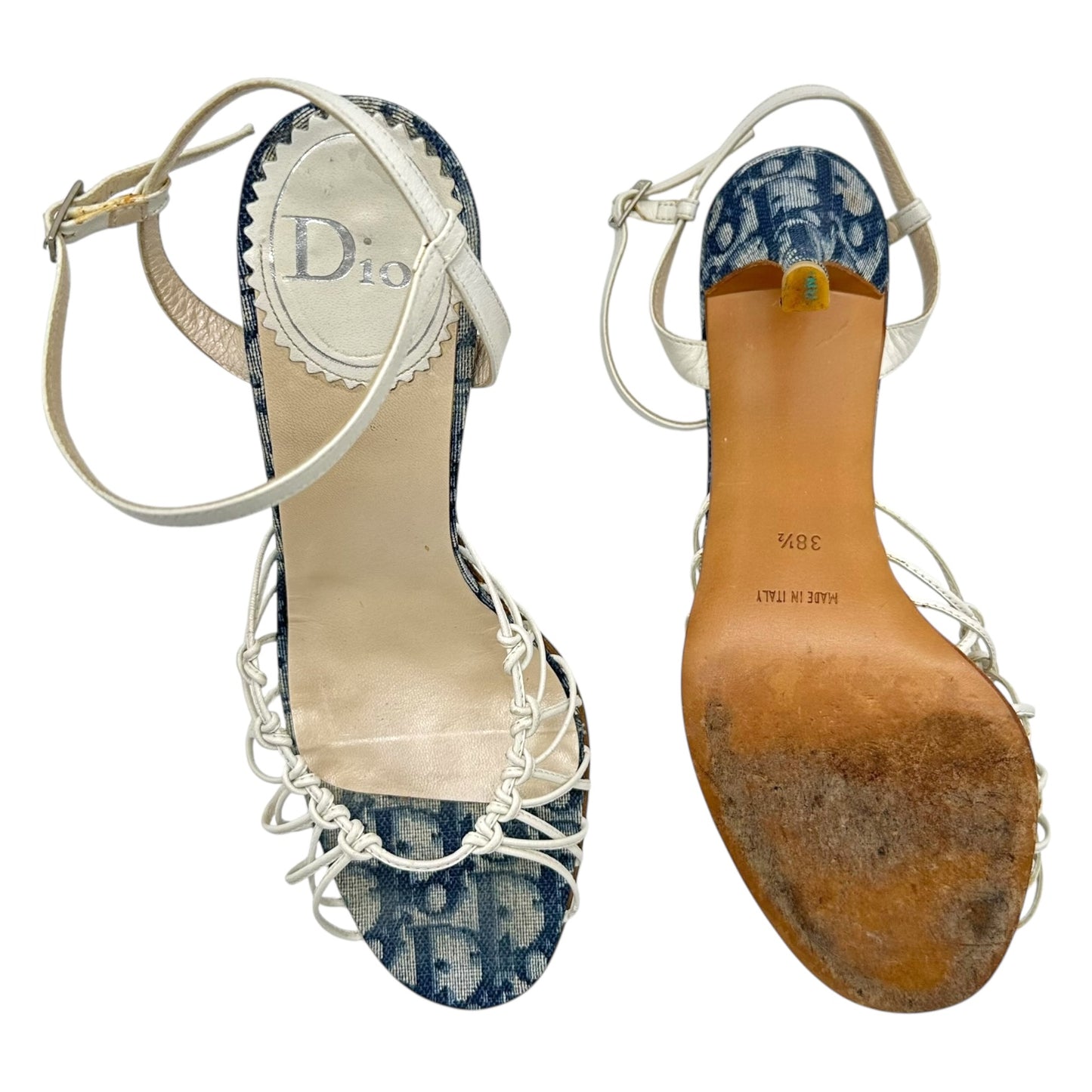 Christian Dior Blue Trotter Monogram Heeled Sandals