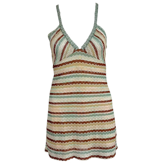 M Missoni Mini Dress Light Blue Metallic Chevron Knit