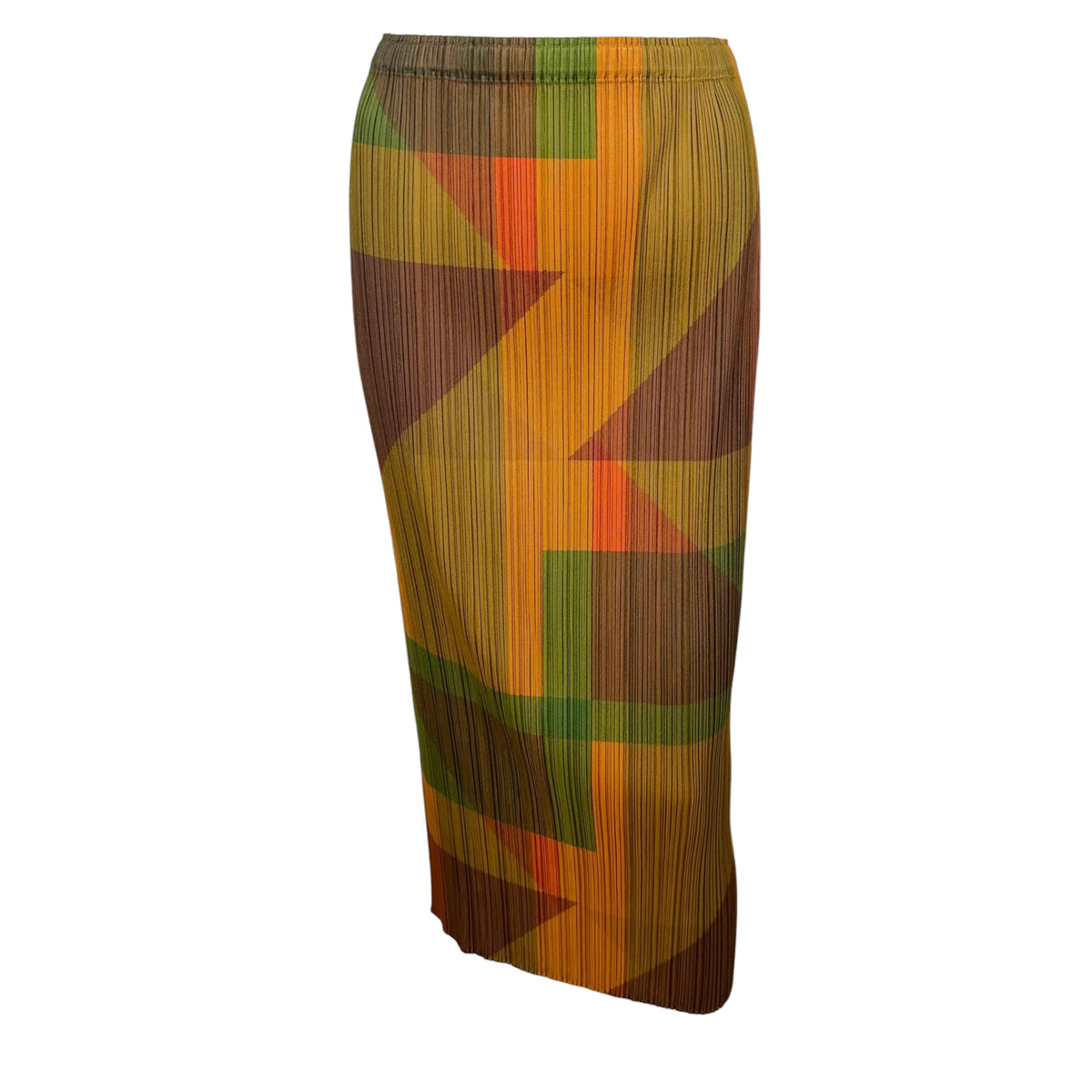 Issey Miyake Pleats Please Geometric Printed Midi Skirt