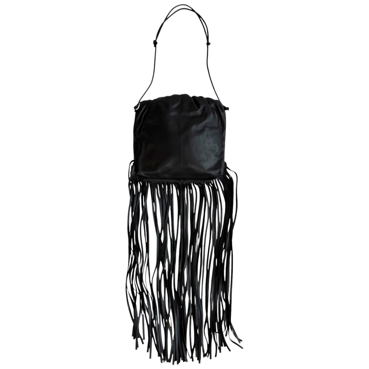 Bottega Veneta Black Fringe Pouch Shoulder Clutch Bag