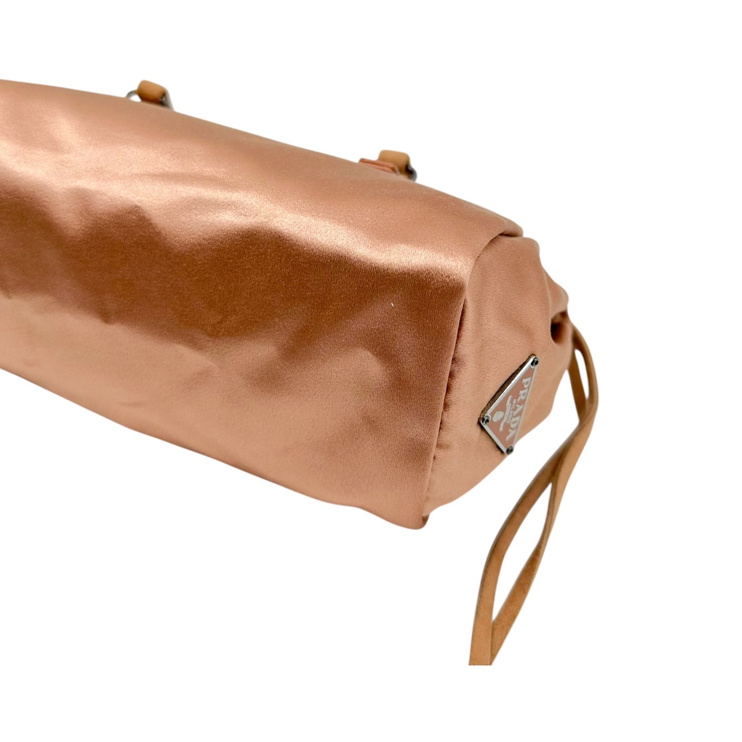 Prada Light Pink Silk & Suede Mini Bowler Handbag