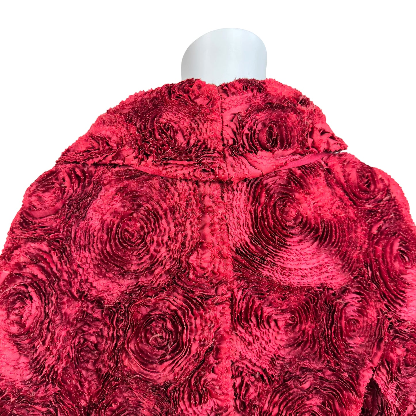 Blumarine Couture Red Silk Rose Patchwork Puff Sleeve Coat RARE