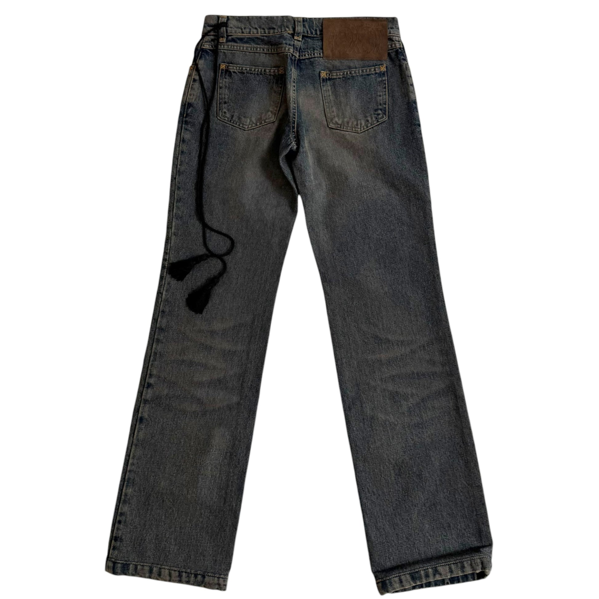 Dolce & Gabbana Dark Blue-Gray Jeans with Tassel Detail