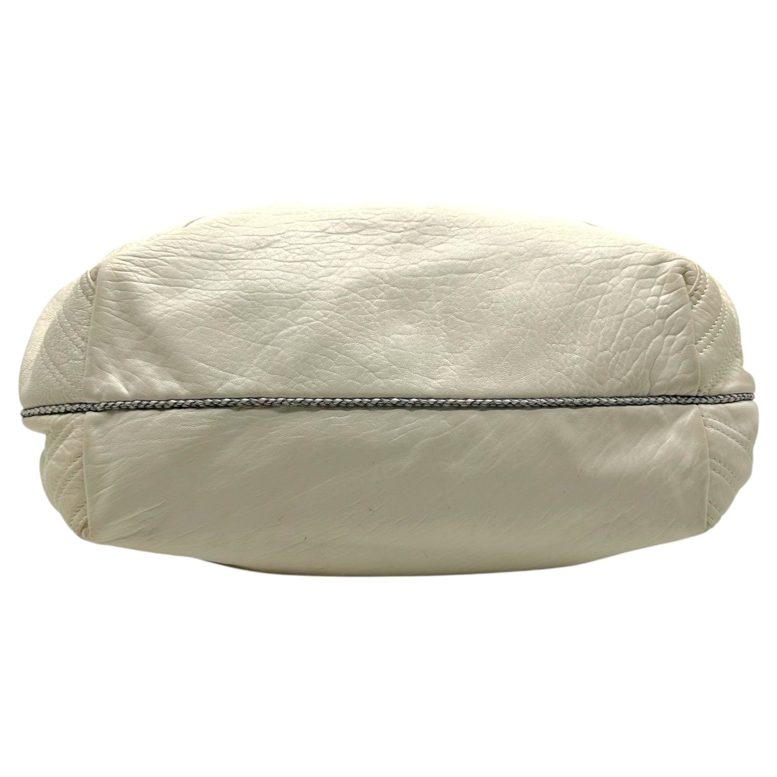 Fendi White Leather Hobo Bag with Woven Handles