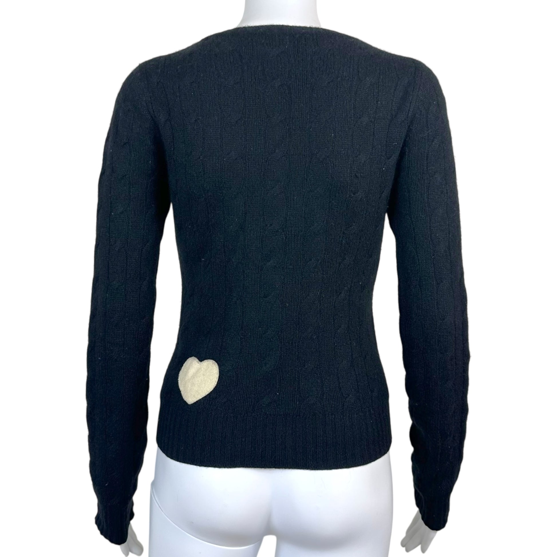 Juicy Couture Black & Ivory Cable Knit Cashmere Sweater - Outfit Repeater
