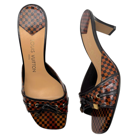Louis Vuitton Damier Ebene Kitten Heel Mule Sandals